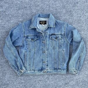 Harley Davidson Jacket Womens Small Motorcycle Blue Denim Jean Vintage Canada